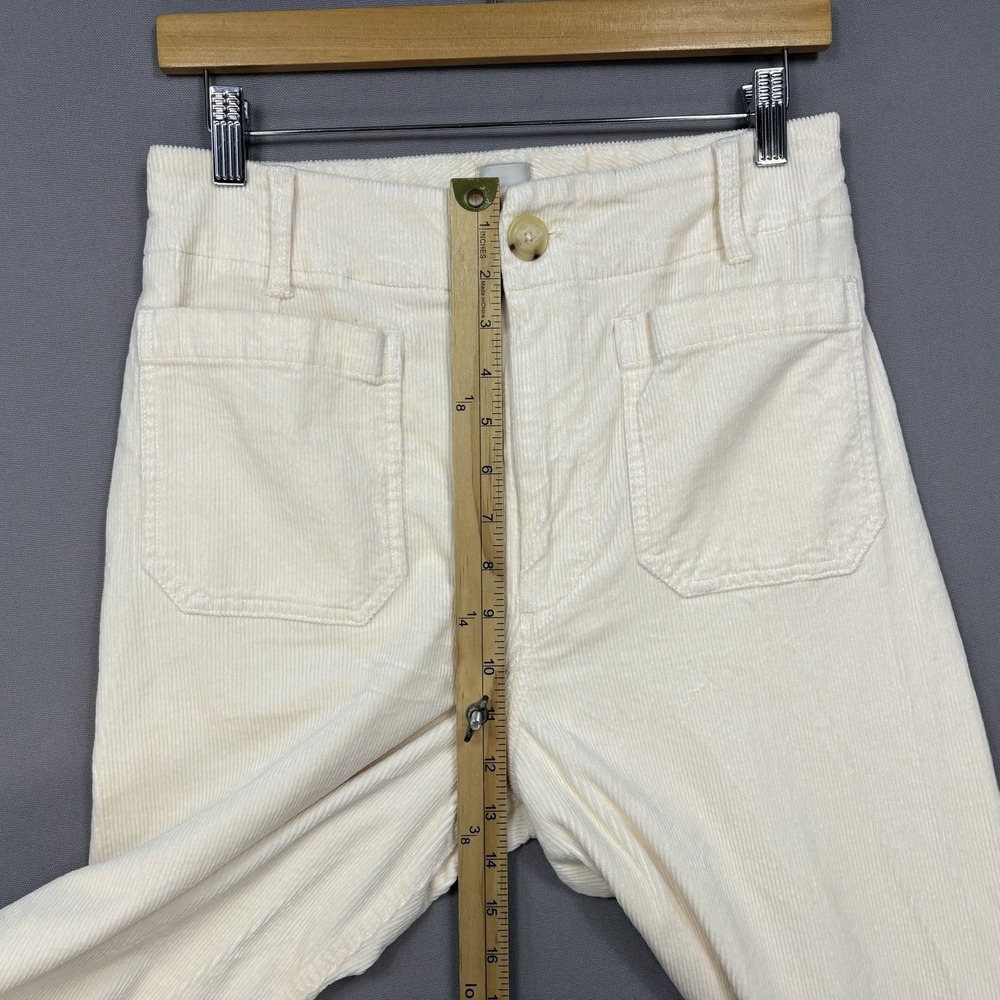 Maeve Colette Full Length Pants 30 fit 28x29 Cream Corduroy Wide Leg High Rise - Picture 6 of 16